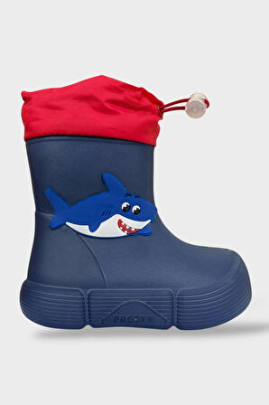 Çocuk Kışlık Su Geçirmez Yağmur Botu LACİVERT - KIRMIZI