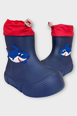 Çocuk Kışlık Su Geçirmez Yağmur Botu LACİVERT - KIRMIZI