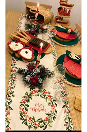 Yılbaşı Runner Örtüsü Yeniyıl Noel Runner 40x140