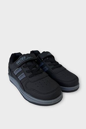 Çocuk Bağcıklı Cırtlı Çocuk Spor Ayakkabı SİYAH - FÜME