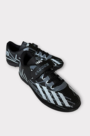 Çocuk Cırtlı Bantlı Bağcıklı Krampon Futbol Halı Saha Ayakkabısı SİYAH - BEYAZ