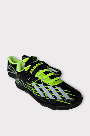 Çocuk Cırtlı Bantlı Bağcıklı Krampon Futbol Halı Saha Ayakkabısı SARI - SİYAH