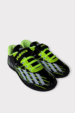 Çocuk Cırtlı Bantlı Bağcıklı Krampon Futbol Halı Saha Ayakkabısı SARI - SİYAH