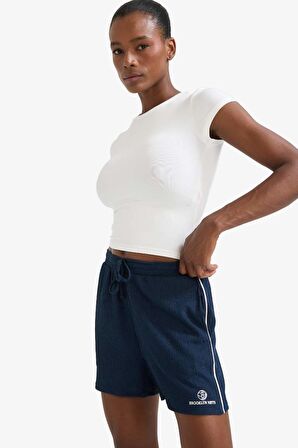 DeFactoFit NBA Brooklyn Nets Standart Fit Kısa Paça Krinkıl Kumaş Şort