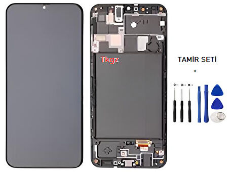 Tkgz Samsung Galaxy A20 - SM-A205 Lcd Ekran Dokunmatik SERVİCE PACK - FULL ÇITALI + TAMİR SETİ