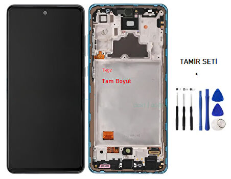 Tkgz Samsung Galaxy A72 - SM-A725 Lcd Ekran Dokunmatik SERVİCE PACK - FULL ÇITALI MAVİ + TAMİR SETİ