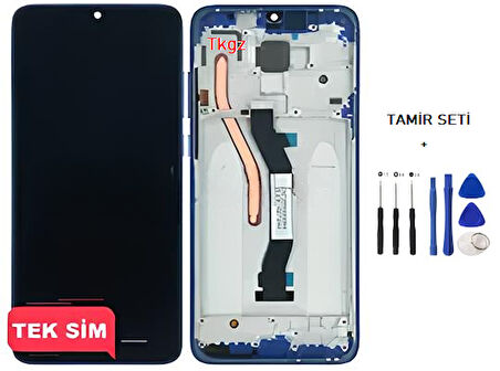 Tkgz Xiaomi Redmi NOTE 8 Lcd Ekran Dokunmatik SERVİCE PACK - FULL ÇITALI MAVİ + TAMİR SETİ