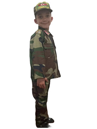 WORLAND ASKERİ KAMUFLAJ KEP'Lİ (ŞAPKALI) ÇOCUK TAKIMI 