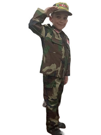 WORLAND ASKERİ KAMUFLAJ KEP'Lİ (ŞAPKALI) ÇOCUK TAKIMI 