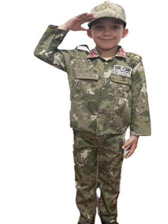 YENİ TİP ASKERİ KAMUFLAJ ŞAPKALI ÇOCUK TAKIMI 