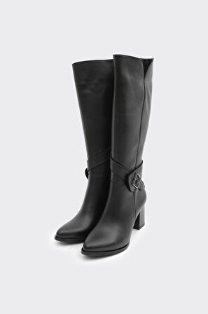 Hakiki Deri Topuklu Kadın Çizme