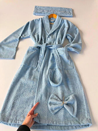 MYSOFT BAMBU TEKLİ BORNOZ SETİ-KREM