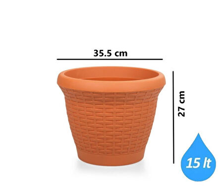 Omnipazar SO-HS04 Plastik Hasır Desenli Dekoratif Saksı 15 Litre No 4