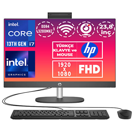 HP ProOne 240 G10 Intel Core i7-1355U 32GB 512GB SSD Freedos 23.8" FHD All In One Bilgisayar 8T2W7ES 001