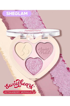 Sweetheart 3'lü Göz Farı Paleti - #Strawberry Meringue Kalp Tasarımlı Işıltılı Ve Mat Pikment