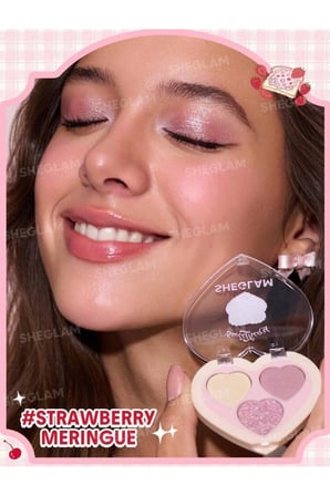 Sweetheart 3'lü Göz Farı Paleti - #Strawberry Meringue Kalp Tasarımlı Işıltılı Ve Mat Pikment