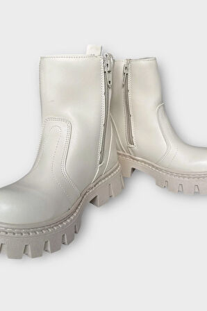 Kız Çocuk Lastik Detaylı Kalın Taban Bot BEJ