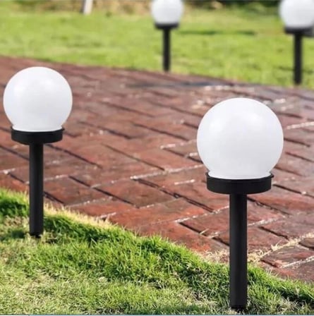 3 Adet Güneş Enerjili Yol Aydınlatma Küre Şeklinde Güneş Enerjili Dış Mekan Saplamalı Solar Bahçe Aydınlatma YY-56