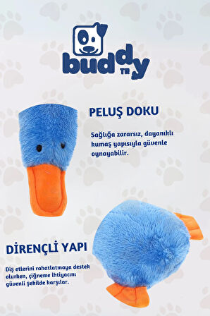 Soft Touch Mavi Peluş Ördek Köpek Oyuncağı | Sesli Ve Sağlıklı | Küçük Ve Orta Irklar Için
