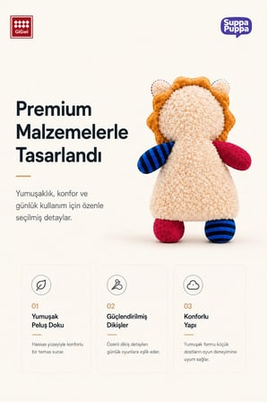 Suppa Puppa Serisi Sesli & Hışırtılı Aslan Peluş Köpek Oyuncağı - Küçük Irk & Yavru Çiğneme Oyuncağı