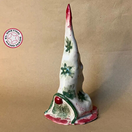 Uretti - Zehra 8449 - El Yapımı Seramik Tasarım Yılbaşı Ağacı Biblo - 10 x 22 cm