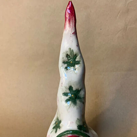 Uretti - Zehra 8449 - El Yapımı Seramik Tasarım Yılbaşı Ağacı Biblo - 10 x 22 cm