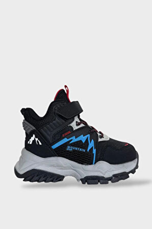 Cırtlı Soğuk Geçirmez Outdoor Çocuk Bot SİYAH - MAVİ