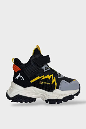 Cırtlı Soğuk Geçirmez Outdoor Çocuk Bot SİYAH - SARI