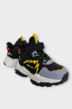 Cırtlı Soğuk Geçirmez Outdoor Çocuk Bot SİYAH - SARI