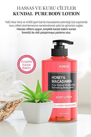 Nemlendirici ve Besleyici Vücut Losyonu KUNDAL Honey & Macadamia Pure Body Lotion (Cherry Blossom)