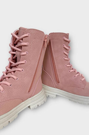 Ayıcıklı Fermuarlı Soğuk Geçirmez Günlük Kız Çocuk Botu PUDRA