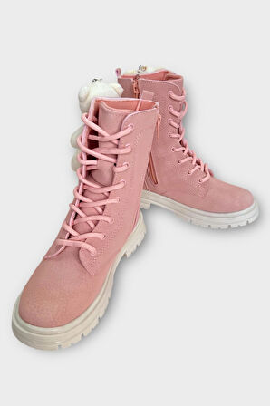 Ayıcıklı Fermuarlı Soğuk Geçirmez Günlük Kız Çocuk Botu PUDRA