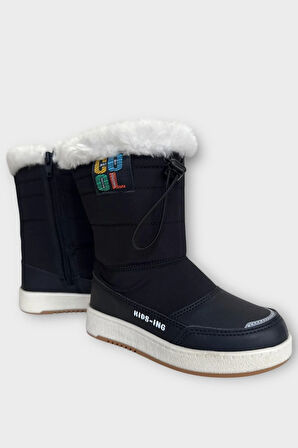 Su İtici Ayarlı Bağcıklı Kürklü Kız Çocuk Botu SİYAH