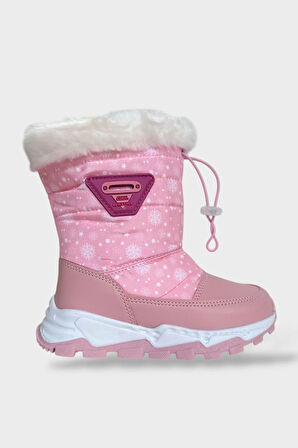 Su İtici Ayarlı Bağcıklı Kürklü Kız Çocuk Botu PEMBE