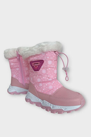 Su İtici Ayarlı Bağcıklı Kürklü Kız Çocuk Botu PEMBE