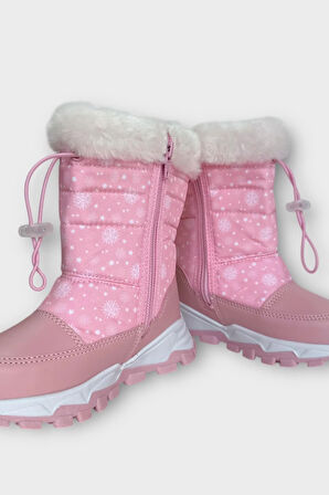 Su İtici Ayarlı Bağcıklı Kürklü Kız Çocuk Botu PEMBE