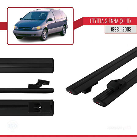 Toyota Sienna (XL10) 1998-2003 Arası ile Uyumlu BASIC Model Ara Atkı Tavan Barı Siyah 2 Adet