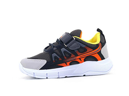 Işıklı Cırtlı Çocuk Spor Ayakkabı Füme - Siyah - Buz - Turuncu Tarzby139