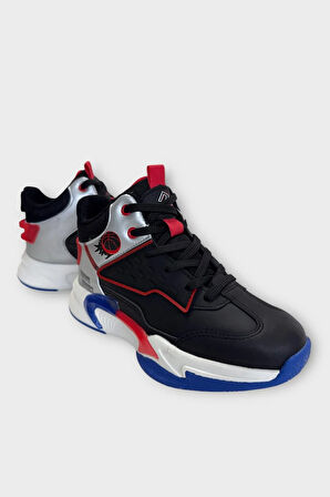 Çocuk Boğazlı Basketbol Tarzı Spor Ayakkabı SİYAH