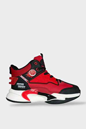 Çocuk Boğazlı Basketbol Tarzı Spor Ayakkabı KIRMIZI