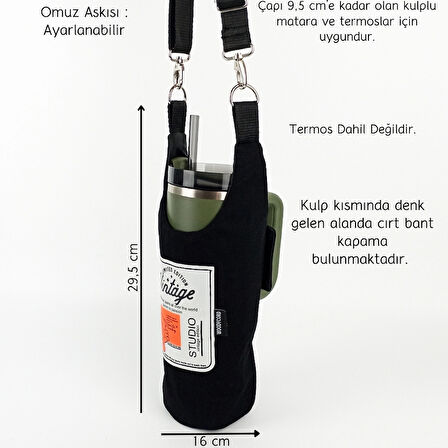 Woodycord El Yapımı Turuncu Vintage Matara Termos Kılıfı Kulplu Model Quencher Pipetli 1,18