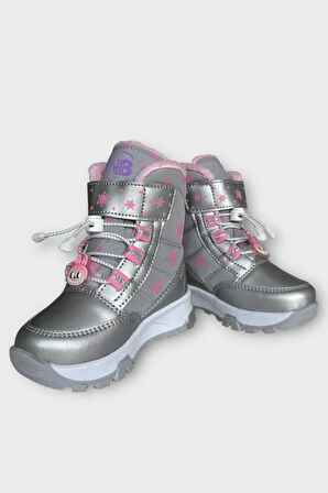 İçi Kürklü Suya Dayanıklı Soğuk Geçirmez Bebe Çocuk Bot GRİ - PUDRA