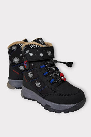 İçi Kürklü Suya Dayanıklı Soğuk Geçirmez Bebe Çocuk Bot SİYAH - MAVİ