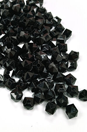 Küp Boncuk İçten Boncuklu Bileklik Çanta Boncuğu 10 mm 50 gr Siyah - BNC457