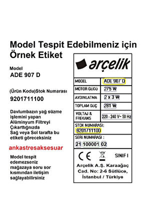 ADV 9920 EI (8942681200) Davlumbaz Aspiratör Karbon Filtre Bacasız Kullanım Kömür Filtresi