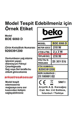 ADV 9920 EI (8942681200) Davlumbaz Aspiratör Karbon Filtre Bacasız Kullanım Kömür Filtresi