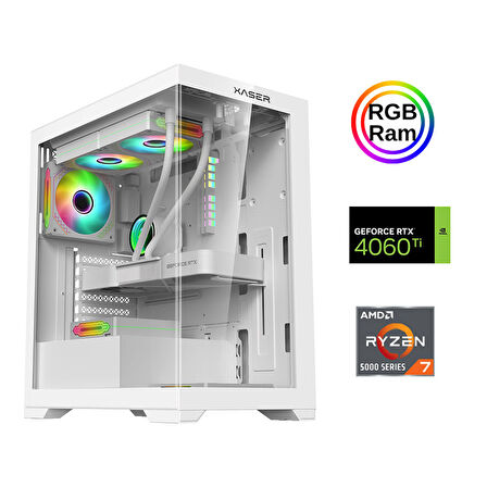 Xaser Xsr906 Ryzen 7 5700x 16GB Ram 512GB M.2 NVMe SSD 8GB RTX4060Ti 24"Curved 180Hz Sıvı Soğutma Oyun Bilgisayarı