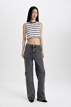 DeFacto Slim Fit Dar Kesim Çizgili Bisiklet Yaka Atlet C6206AX24SMBK81