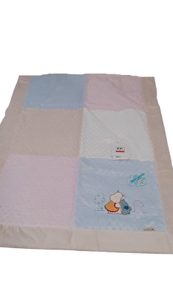 Nivemeshome Nano Patch Tek Kişilik Polar Battaniye Krem - Mavi 90 x 120 cm