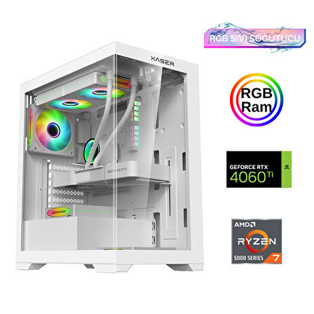 Xaser Xsr905 Ryzen 7 5700x 16GB Ram 512GB M.2 NVMe SSD 8GB RTX4060Ti Sıvı Soğutma Oyun Bilgisayarı